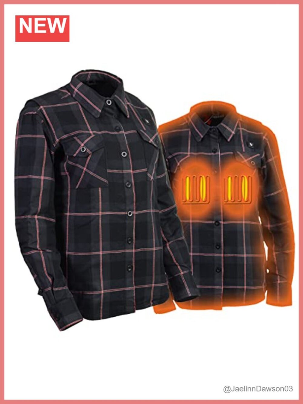 Heated Flannel Shirt Long Sleeve Button-Down Outdoor Women's